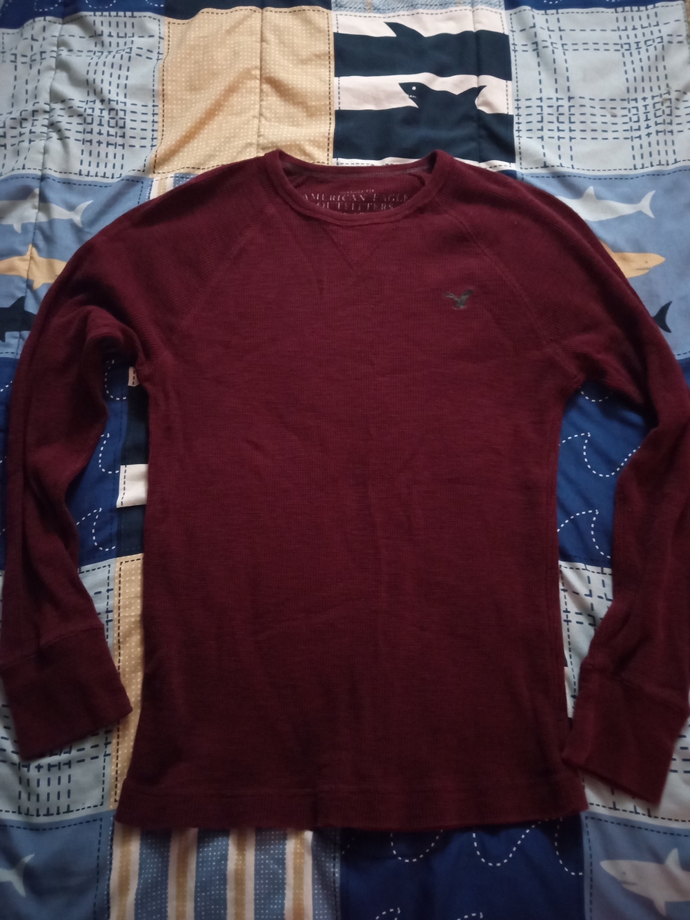American Eagle Outfitters Men's Long-Sleeve Crewneck Shirt - Burgundy
